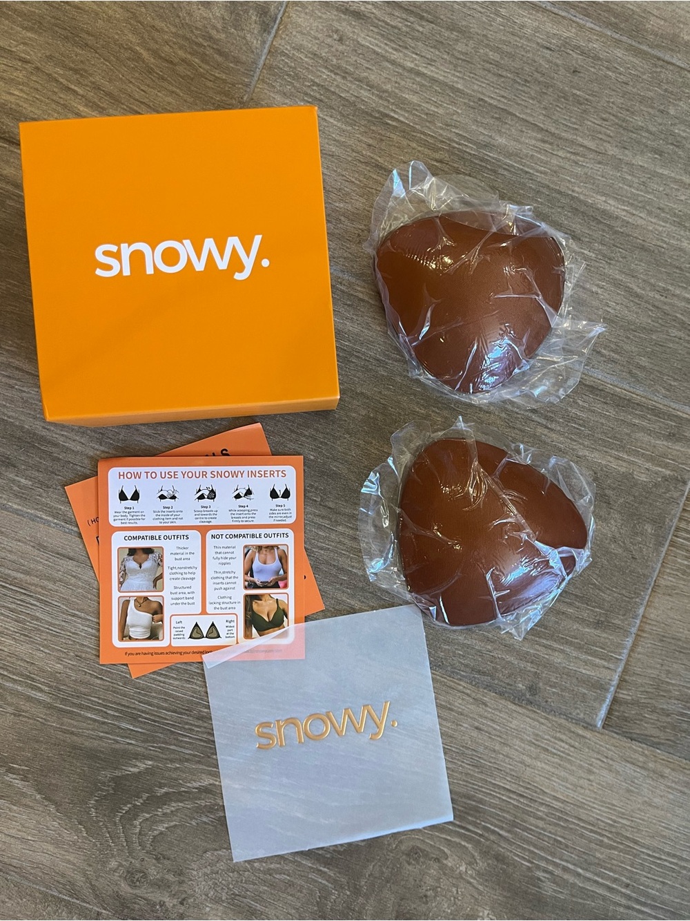 Snowy Removable Heart-Shaped Bra Inserts — Brown